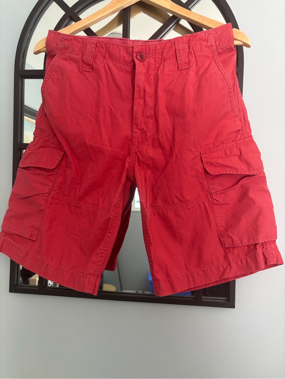 Y2K polo ralph Lauren Men's Red Cargo Shorts - Classic Utility Style
